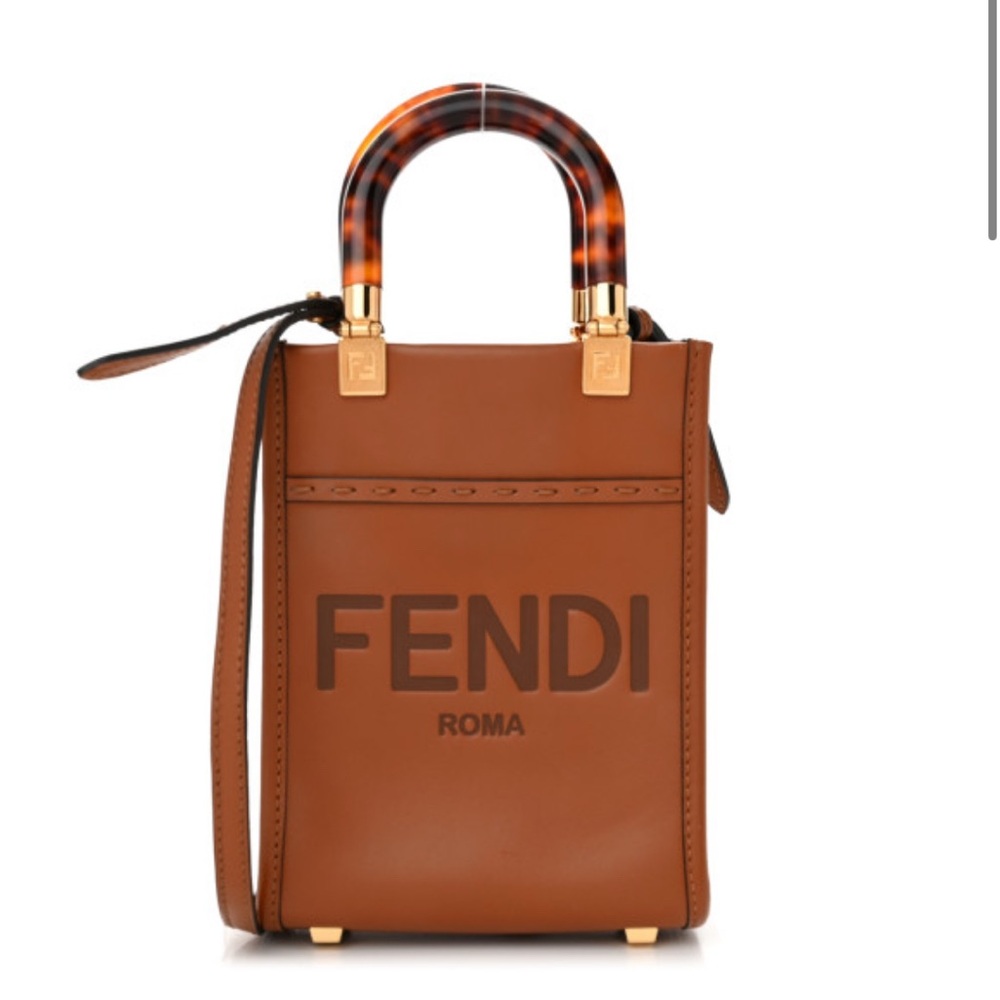 Fendi Tan Mini Bag with Tortoiseshell Handle